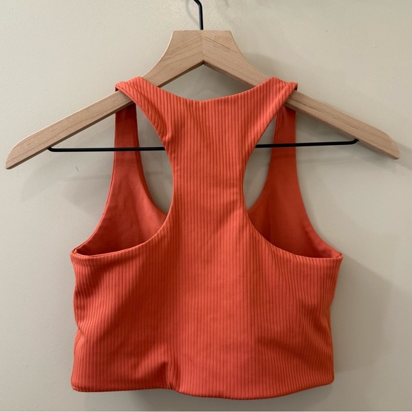Girlfriend Collective Ribbed Dylan Tank Bra High Neck Size small in orange - Picture 8 of 9
